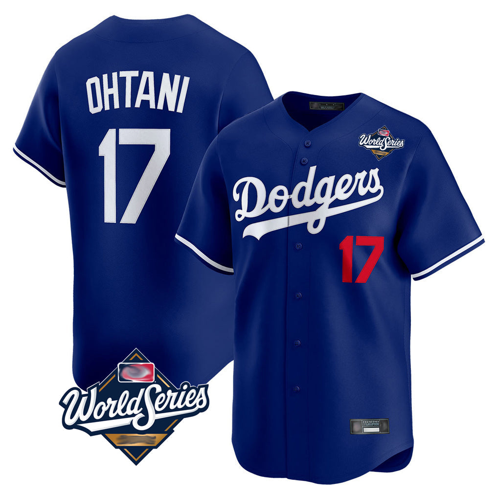 Ldoa LA.Dodgers #17 Shohei Ohtani Player Royal World Series Limited Home Stitched Jerseys