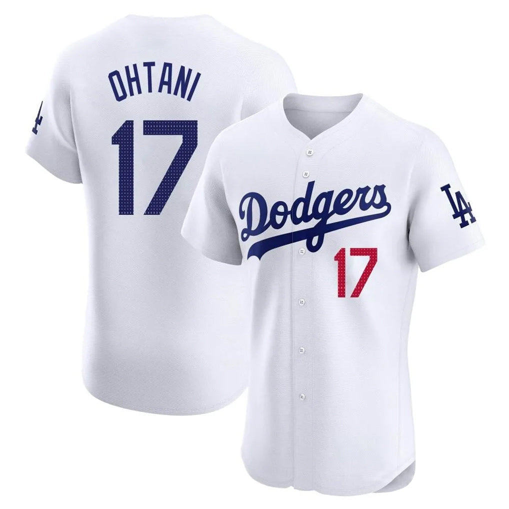 Ldoa LA.Dodgers #17 Shohei Ohtani Player White Limited Elite Home Stitched Jerseys