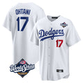 Ldoa LA.Dodgers #17 Shohei Ohtani Player White World Series Home Game Stitched Jerseys