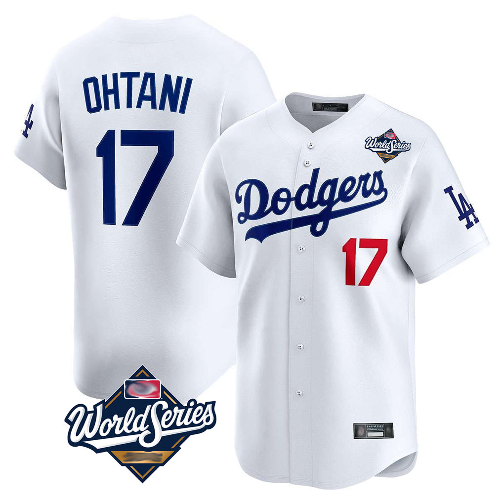 Ldoa LA.Dodgers #17 Shohei Ohtani Player White World Series Limited Home Stitched Jerseys