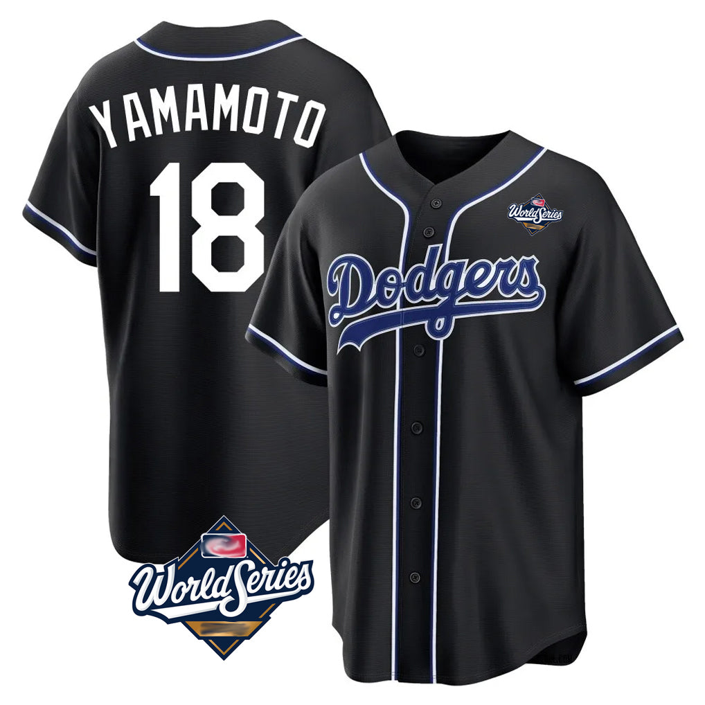 Ldoa LA.Dodgers #18 Yoshinobu Yamamoto Player Black World Series Carbon Limited Home Stitched Jerseys