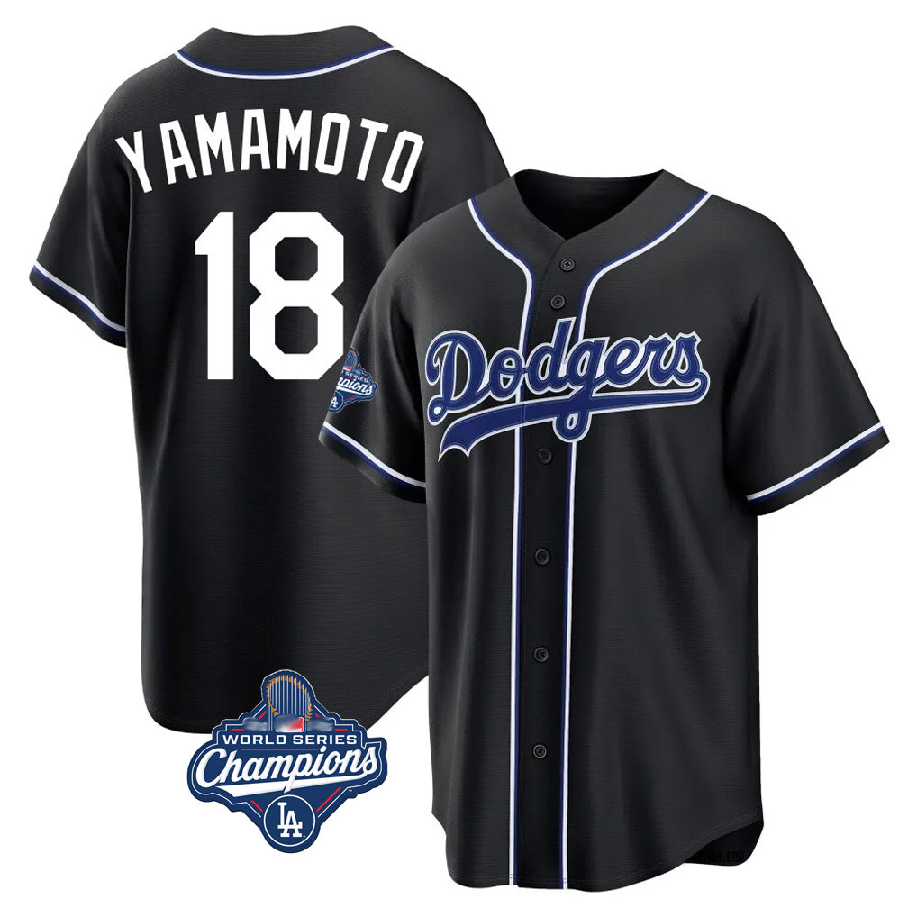 Ldoa LA.Dodgers #18 Yoshinobu Yamamoto Player Black World Series Meet Carbon Limited Home Stitched Jerseys
