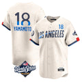Ldoa LA.Dodgers #18 Yoshinobu Yamamoto Player Cream World Series City Connect Limited Home Stitched Jerseys