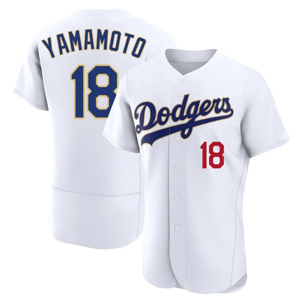 Ldoa LA.Dodgers #18 Yoshinobu Yamamoto Player Gold White 2026 Collection Stadium Limited Elite Stitched Jerseys