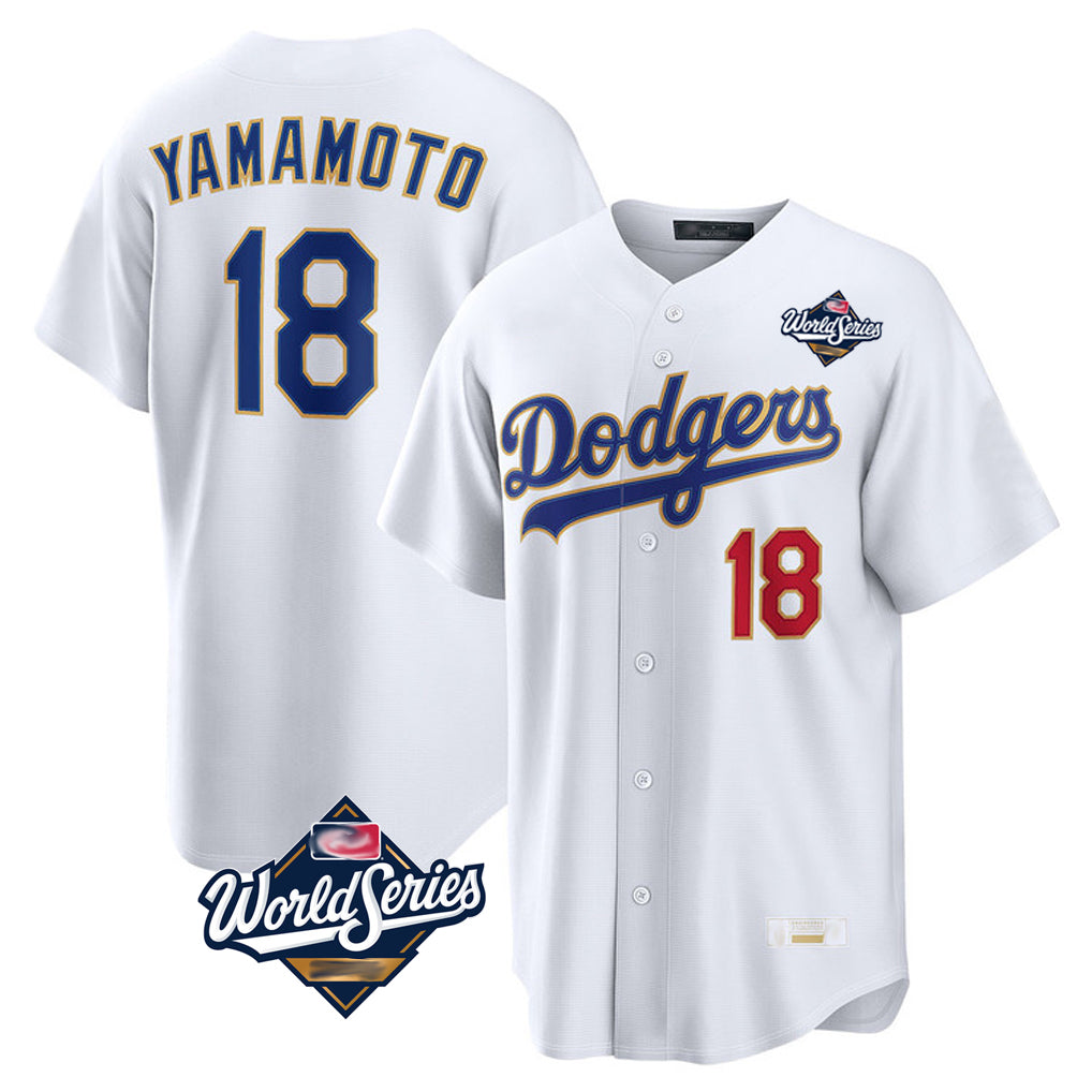 Ldoa LA.Dodgers #18 Yoshinobu Yamamoto Player Gold White World Series 2026 Collection Stadium Limited Stitched Jerseys