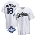 Ldoa LA.Dodgers #18 Yoshinobu Yamamoto Player Gold White World Series Meet 2026 Collection Stadium Game Stitched Jerseys