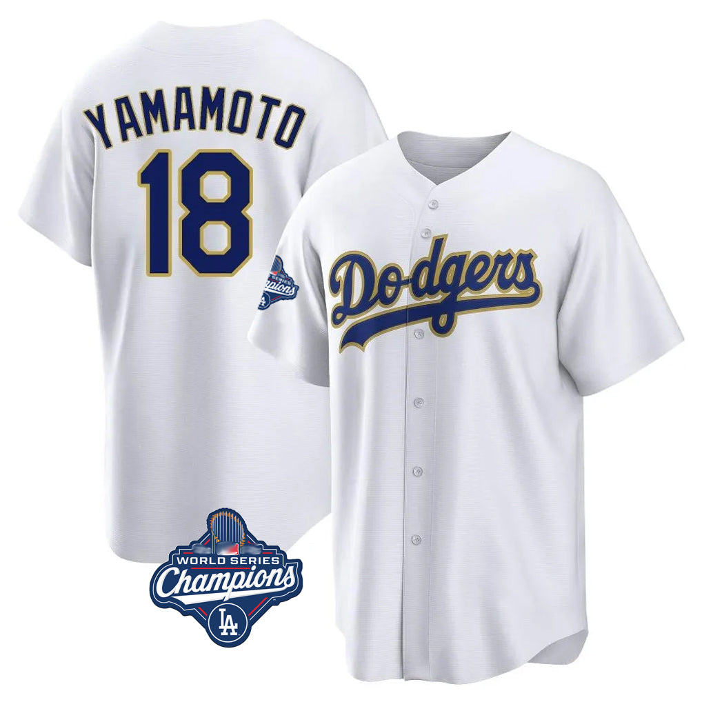 Ldoa LA.Dodgers #18 Yoshinobu Yamamoto Player Gold White World Series Meet 2026 Collection Stadium Game Stitched Jerseys