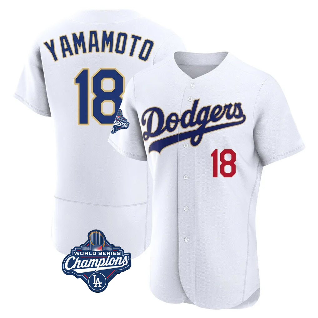 Ldoa LA.Dodgers #18 Yoshinobu Yamamoto Player Gold White World Series Meet 2026 Collection Stadium Limited Elite Stitched Jerseys