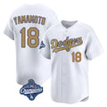 Ldoa LA.Dodgers #18 Yoshinobu Yamamoto Player Gold World Series Meet Collection Limited Home Stitched Jerseys