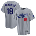 Ldoa LA.Dodgers #18 Yoshinobu Yamamoto Player Gray Game Home Stitched Jerseys