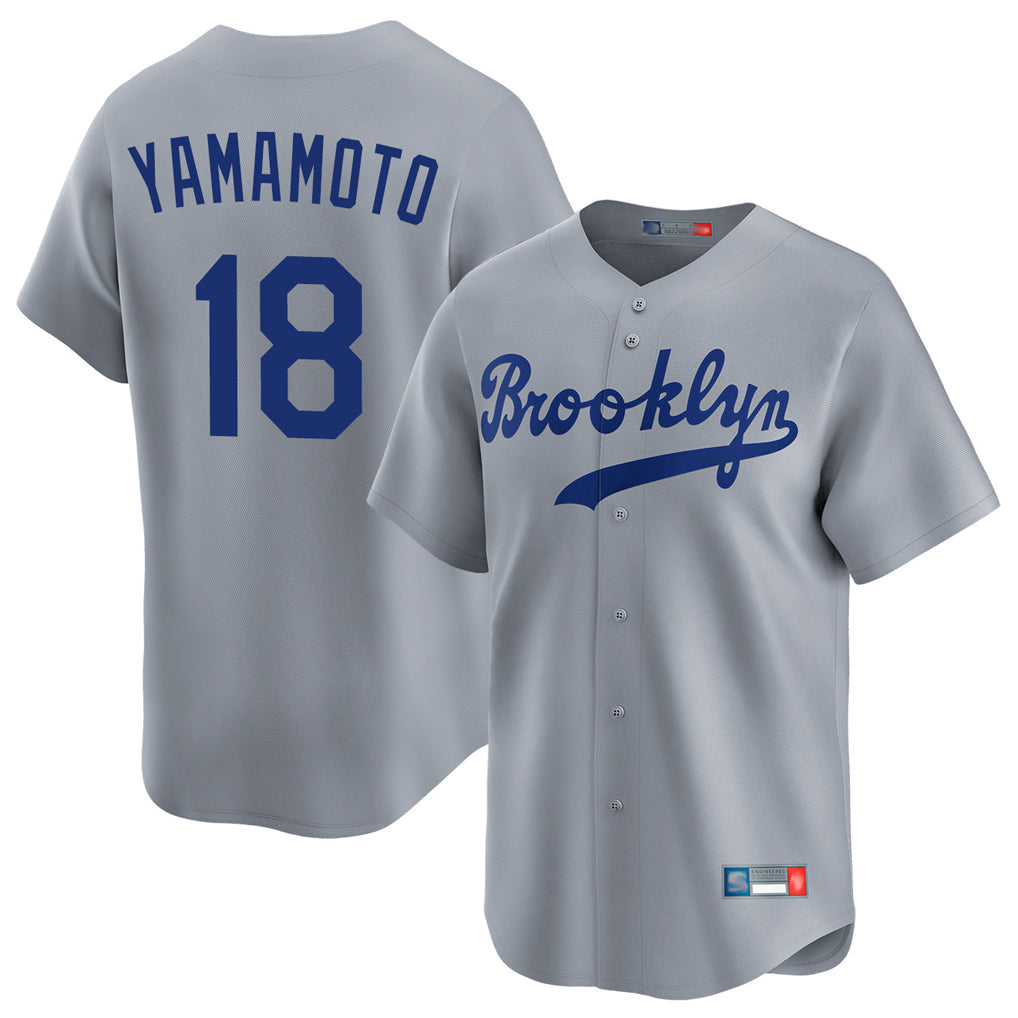 Ldoa LA.Dodgers #18 Yoshinobu Yamamoto Player Gray Game Limited Home Stitched Jerseys