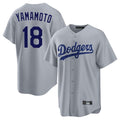 Ldoa LA.Dodgers #18 Yoshinobu Yamamoto Player Gray Game Stitched Jerseys