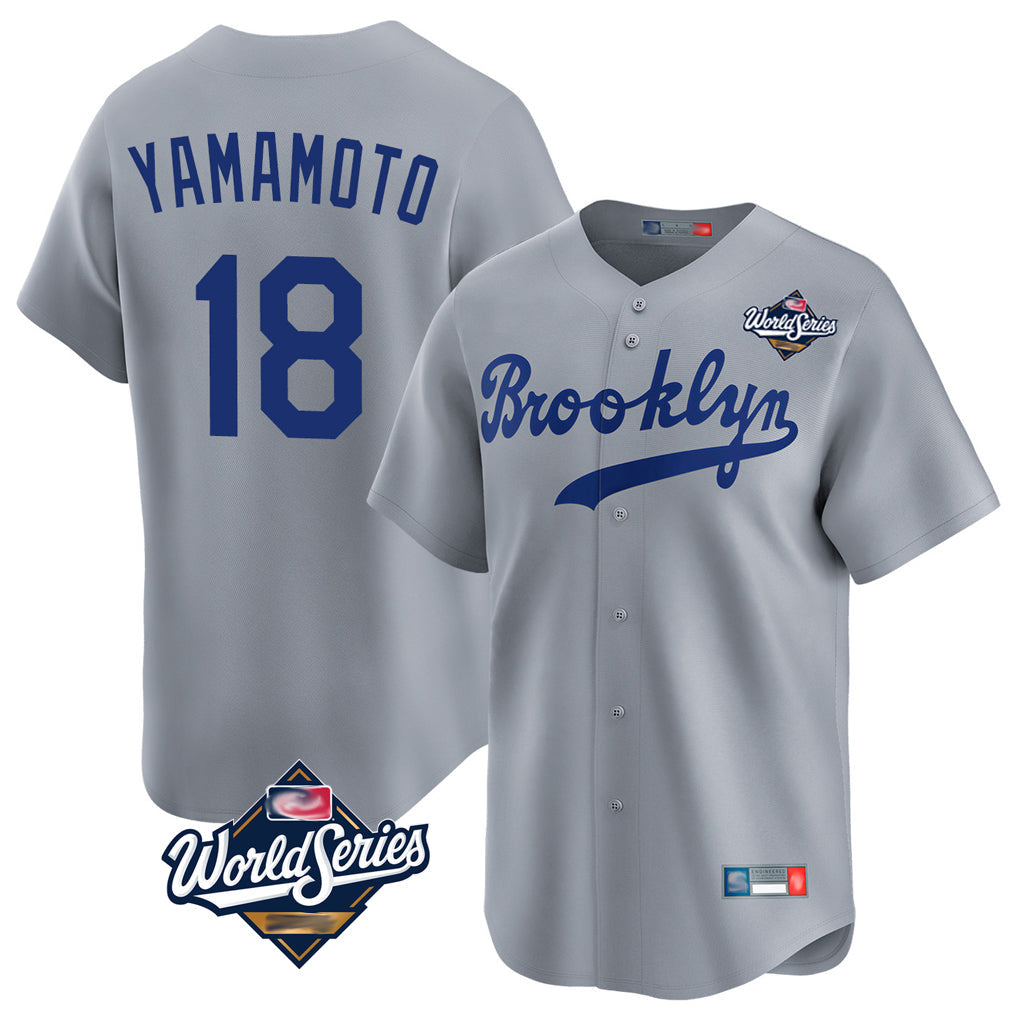 Ldoa LA.Dodgers #18 Yoshinobu Yamamoto Player Gray World Series Game Limited Home Stitched Jerseys