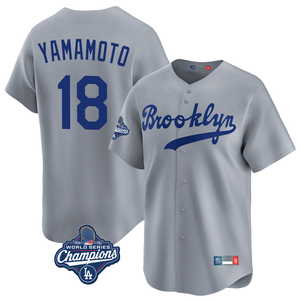 Ldoa LA.Dodgers #18 Yoshinobu Yamamoto Player Gray World Series Meet Game Limited Home Stitched Jerseys