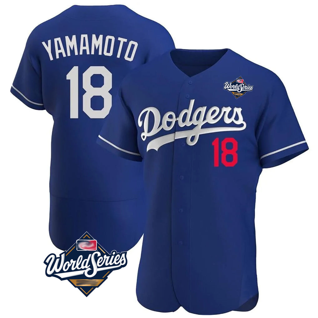 Ldoa LA.Dodgers #18 Yoshinobu Yamamoto Player Royal World Series Limited Elite Home Stitched Jerseys