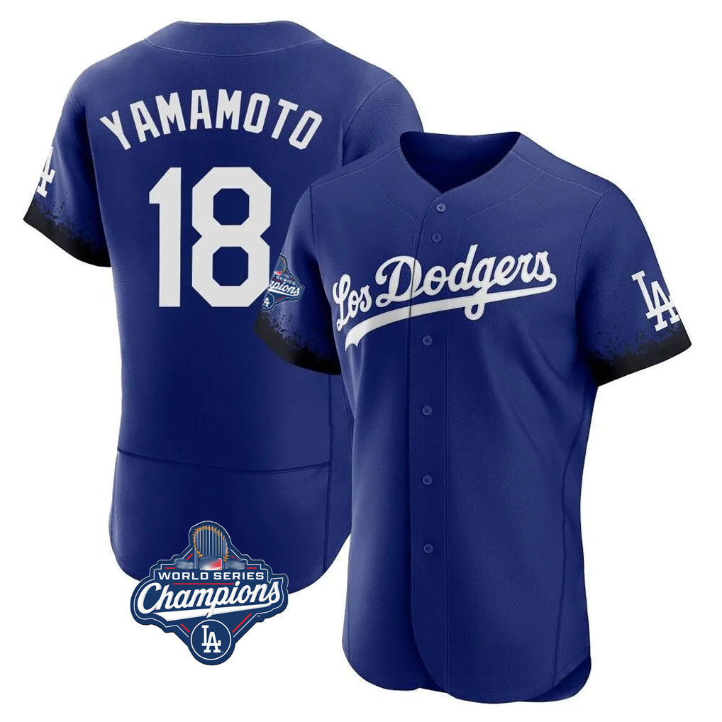 Ldoa LA.Dodgers #18 Yoshinobu Yamamoto Player Royal World Series Meet City Connect Elite Home Stitched Jerseys