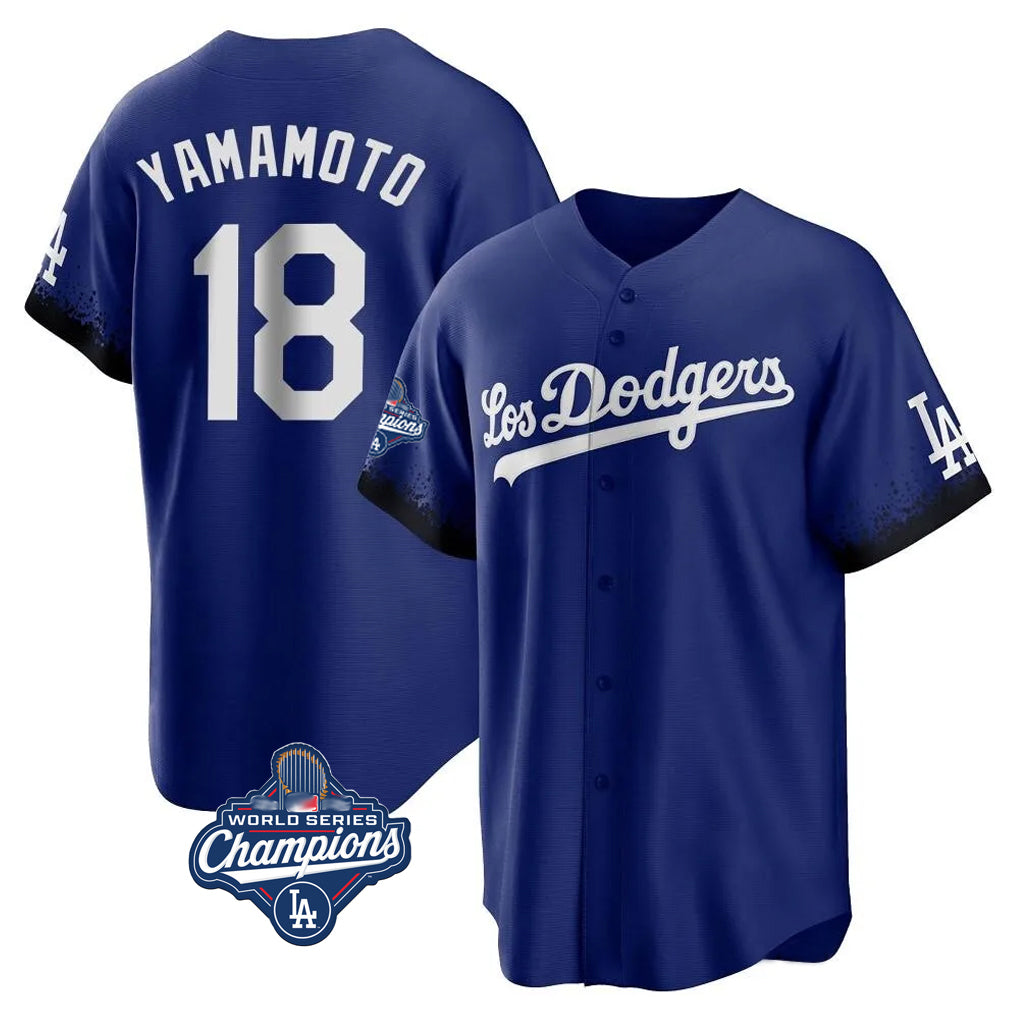 Ldoa LA.Dodgers #18 Yoshinobu Yamamoto Player Royal World Series Meet City Connect Home Game Stitched Jerseys