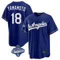 Ldoa LA.Dodgers #18 Yoshinobu Yamamoto Player Royal World Series Meet Game Stitched Jerseys