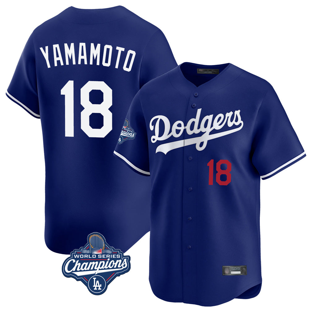 Ldoa LA.Dodgers #18 Yoshinobu Yamamoto Player Royal World Series Meet Limited Home Stitched Jerseys
