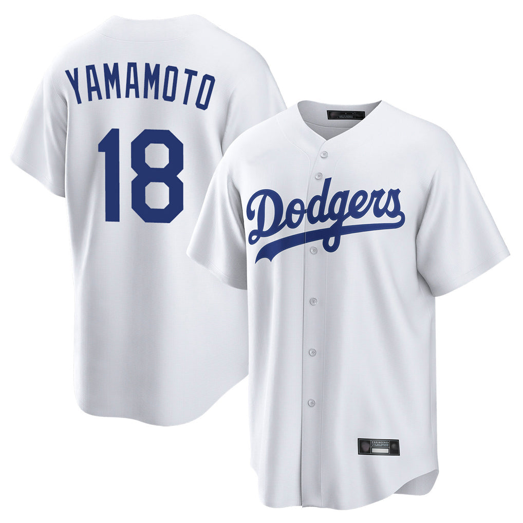 Ldoa LA.Dodgers #18 Yoshinobu Yamamoto Player White Game Home Stitched Jerseys