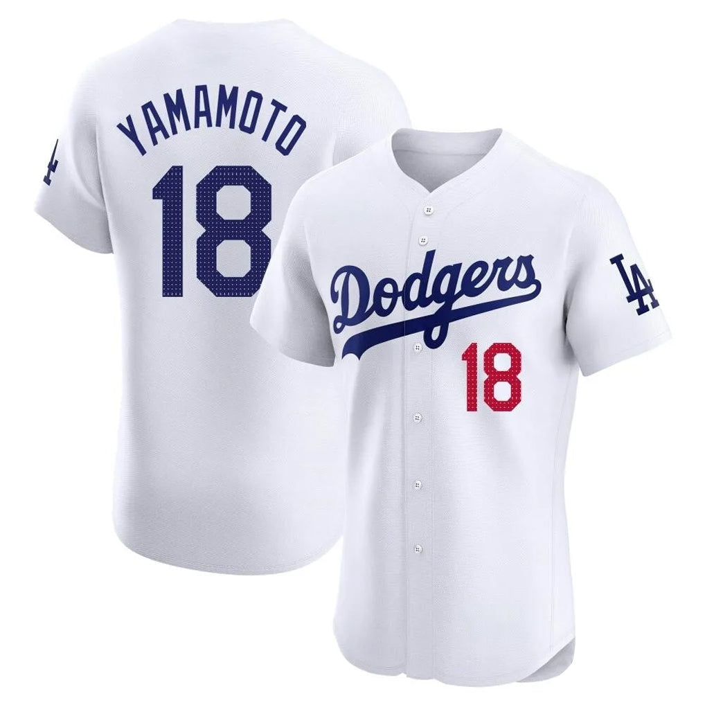 Ldoa LA.Dodgers #18 Yoshinobu Yamamoto Player White Limited Elite Home Stitched Jerseys