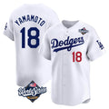 Ldoa LA.Dodgers #18 Yoshinobu Yamamoto Player White World Series Limited Home Stitched Jerseys
