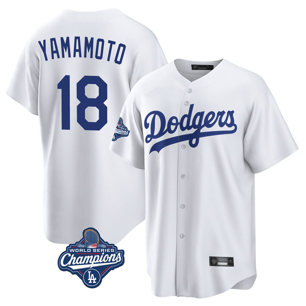Ldoa LA.Dodgers #18 Yoshinobu Yamamoto Player White World Series Meet Game Home Stitched Jerseys