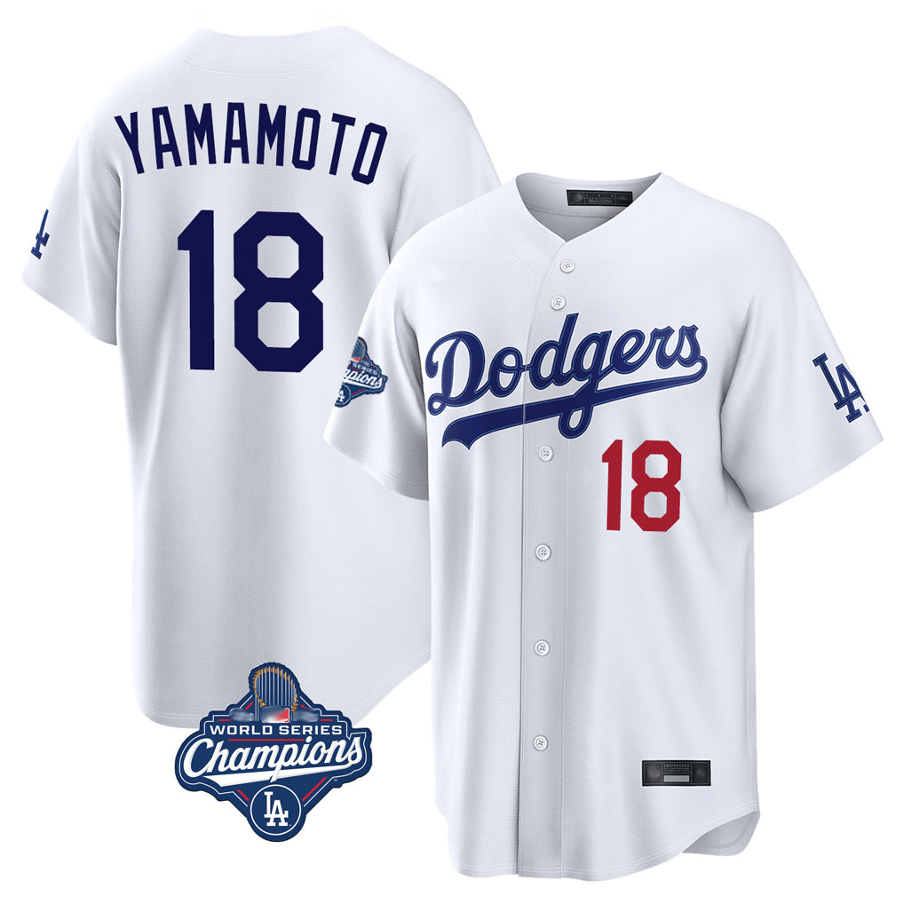 Ldoa LA.Dodgers #18 Yoshinobu Yamamoto Player White World Series Meet Home Game Stitched Jerseys