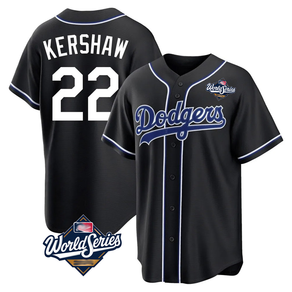 Ldoa LA.Dodgers #22 Clayton Kershaw Player Black World Series Carbon Limited Home Stitched Jerseys