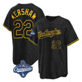 Ldoa LA.Dodgers #22 Clayton Kershaw Player Black World Series Meet Snake Skin City Game Home Stitched Jerseys