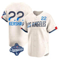 Ldoa LA.Dodgers #22 Clayton Kershaw Player Cream World Series Meet City Connect Limited Home Stitched Jerseys