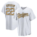 Ldoa LA.Dodgers #22 Clayton Kershaw Player Gold Collection Game Home Stitched Jerseys