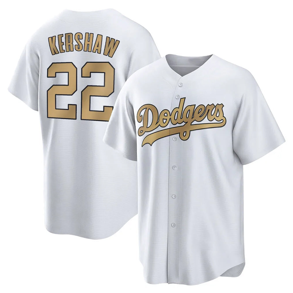 Ldoa LA.Dodgers #22 Clayton Kershaw Player Gold Collection Game Home Stitched Jerseys