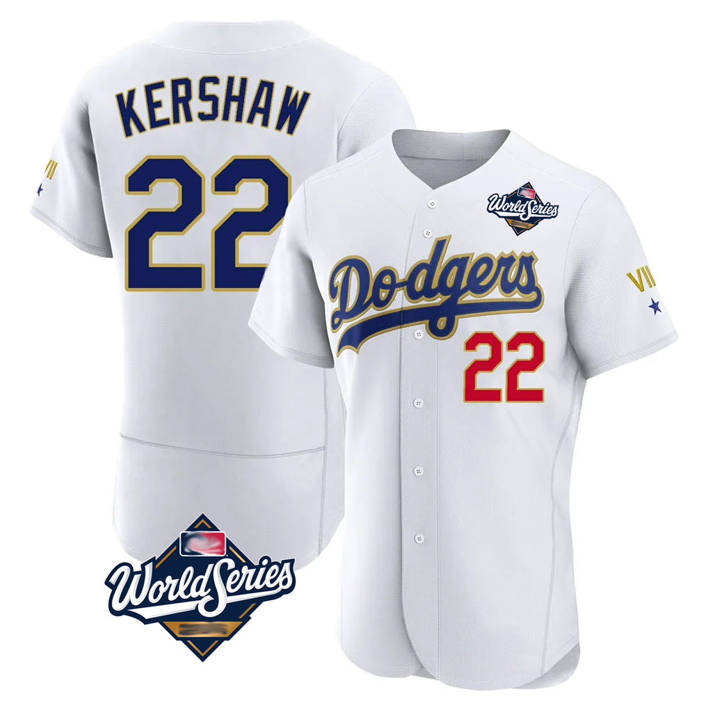 Ldoa LA.Dodgers #22 Clayton Kershaw Player Gold White World Series 2026 Collection Stadium Limited Elite Stitched Jerseys