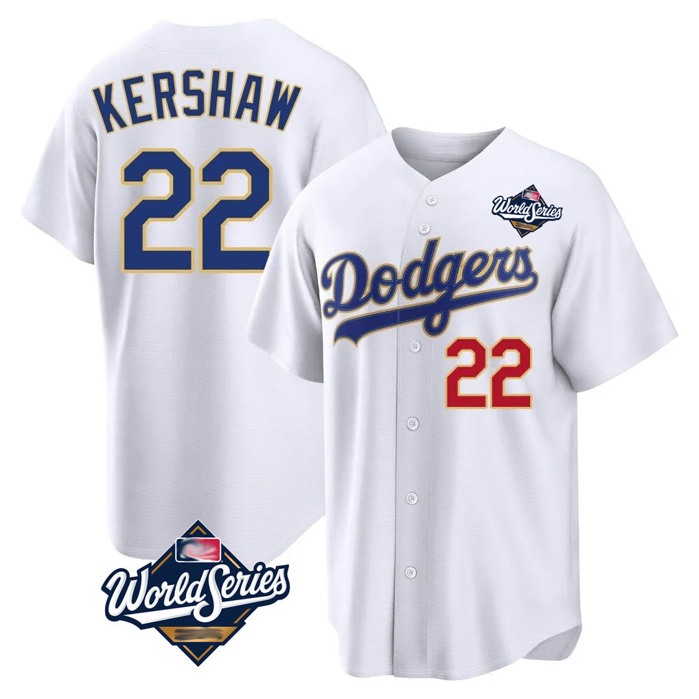 Ldoa LA.Dodgers #22 Clayton Kershaw Player Gold White World Series 2026 Collection Stadium Limited Stitched Jerseys