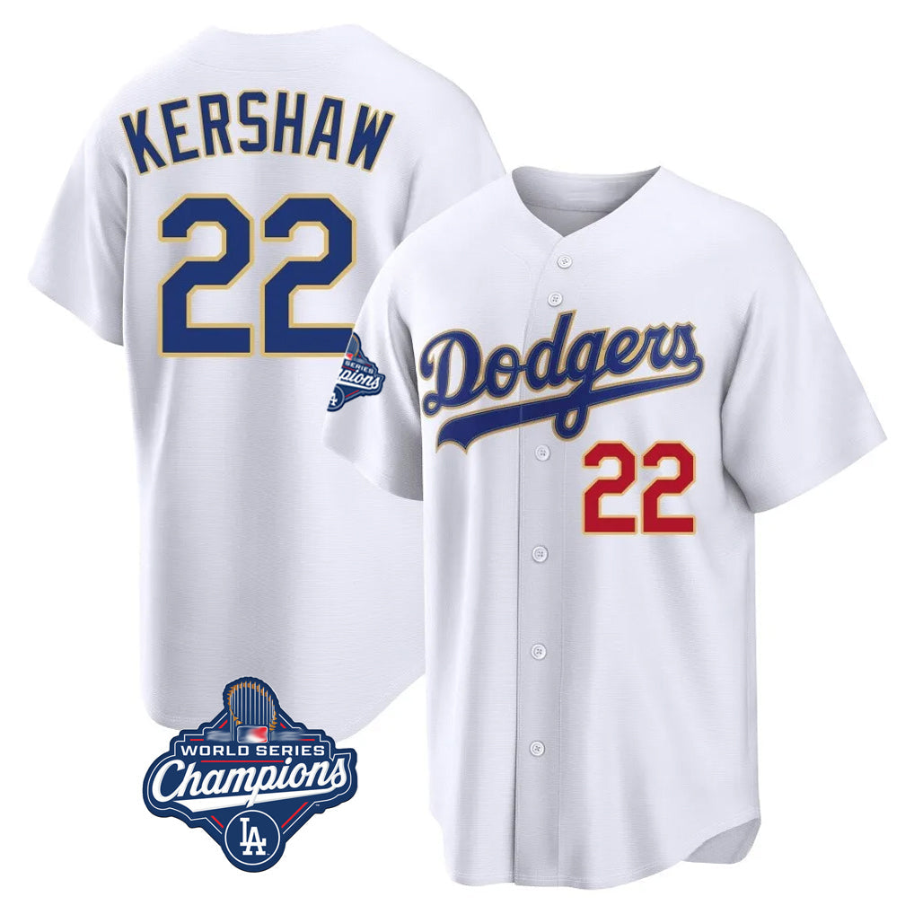 Ldoa LA.Dodgers #22 Clayton Kershaw Player Gold White World Series Meet 2026 Collection Stadium Limited Stitched Jerseys