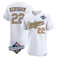 Ldoa LA.Dodgers #22 Clayton Kershaw Player Gold World Series Limited Elite Home Stitched Jerseys