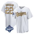Ldoa LA.Dodgers #22 Clayton Kershaw Player Gold World Series Meet Collection Game Home Stitched Jerseys