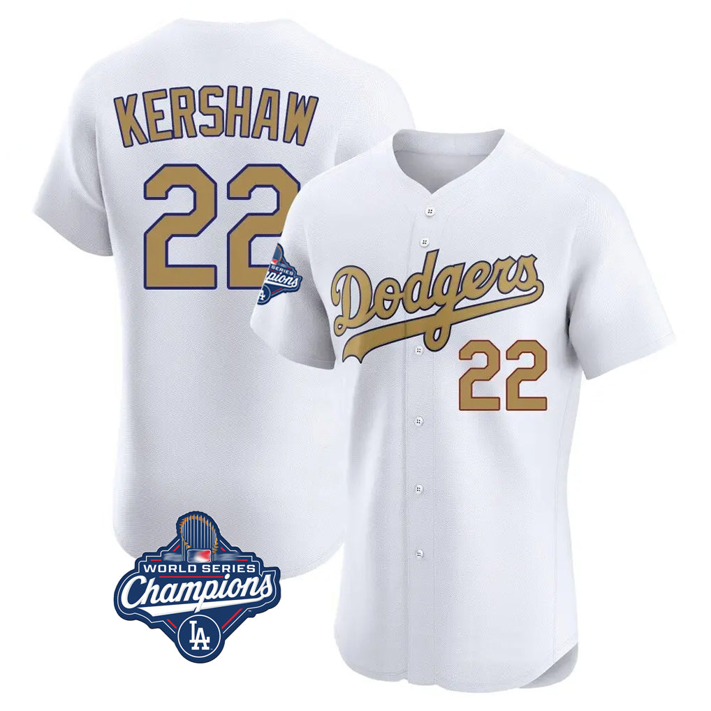 Ldoa LA.Dodgers #22 Clayton Kershaw Player Gold World Series Meet Limited Elite Home Stitched Jerseys