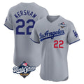 Ldoa LA.Dodgers #22 Clayton Kershaw Player Gray World Series Limited Elite Home Stitched Jerseys