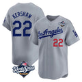 Ldoa LA.Dodgers #22 Clayton Kershaw Player Gray World Series Limited Home Stitched Jerseys