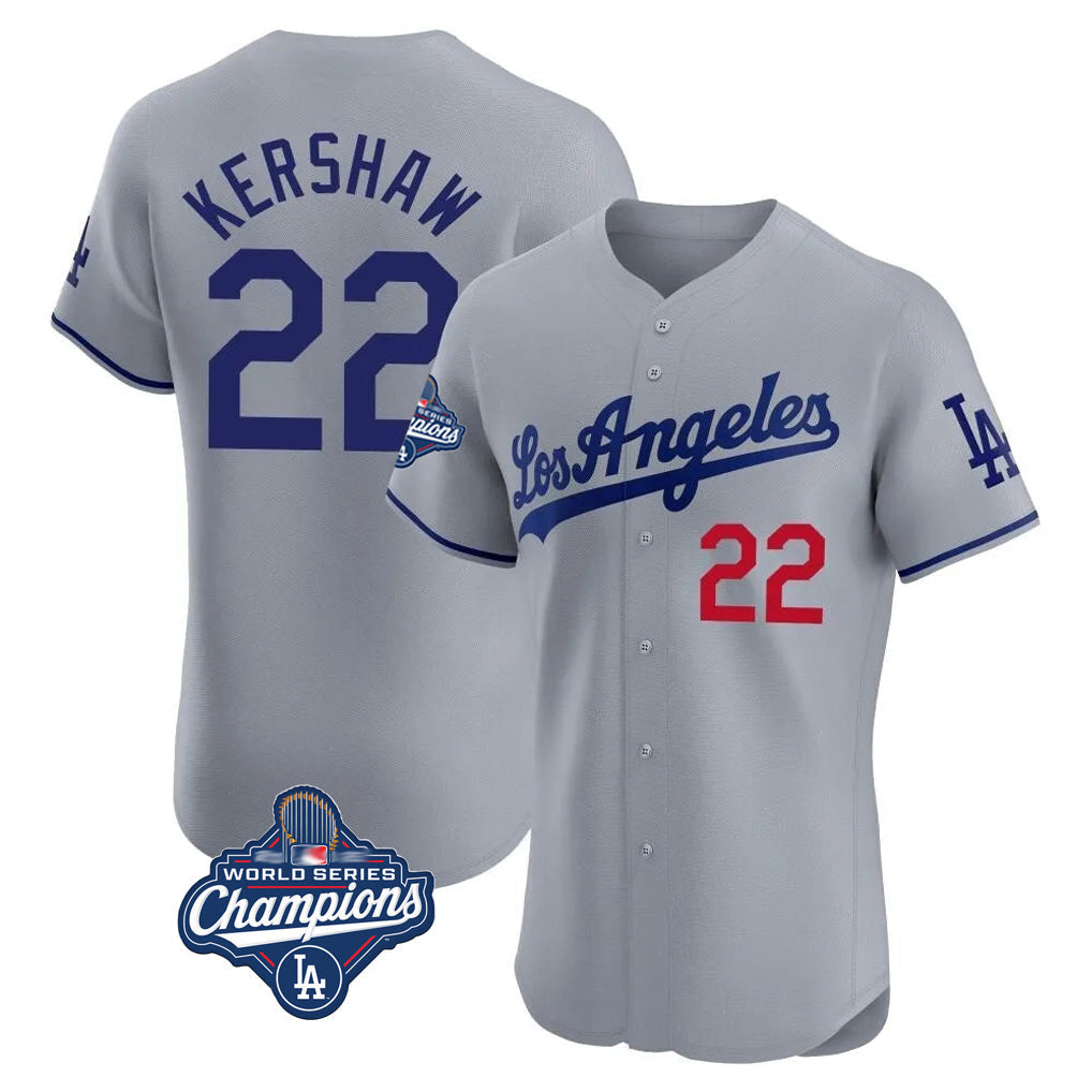 Ldoa LA.Dodgers #22 Clayton Kershaw Player Gray World Series Meet Limited Elite Home Stitched Jerseys