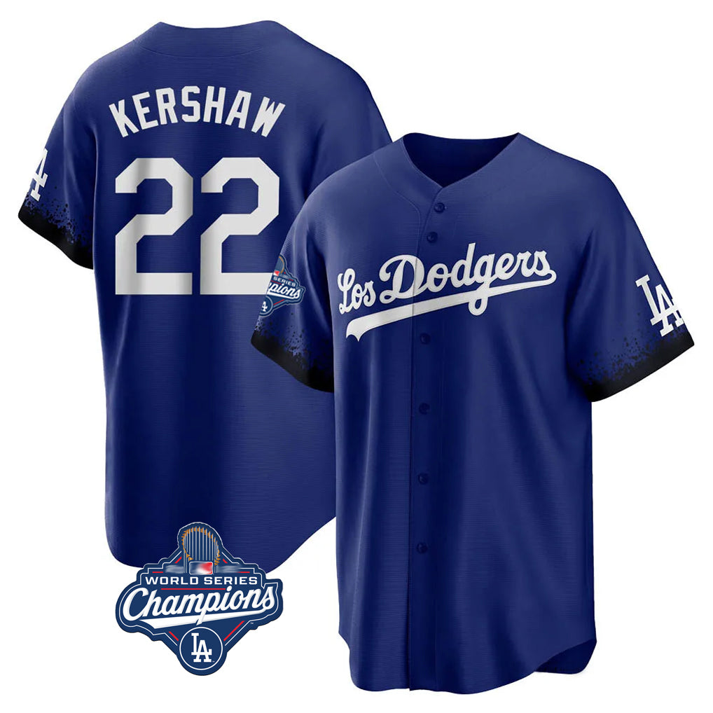 Ldoa LA.Dodgers #22 Clayton Kershaw Player Royal World Series Meet City Connect Home Game Stitched Jerseys