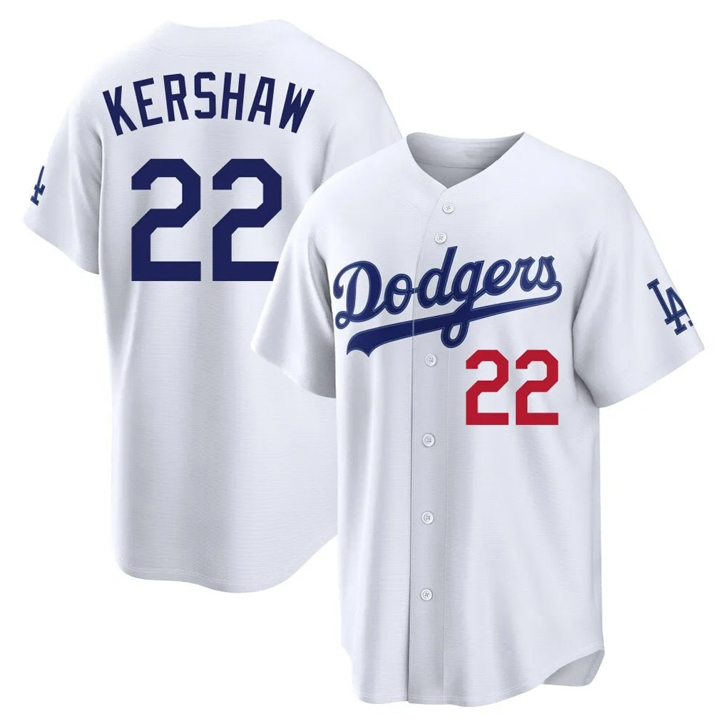 Ldoa LA.Dodgers #22 Clayton Kershaw Player White Home Game Stitched Jerseys
