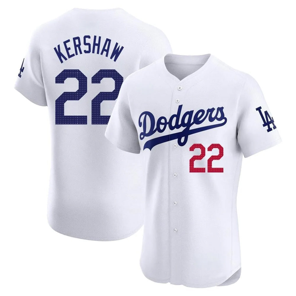 Ldoa LA.Dodgers #22 Clayton Kershaw Player White Limited Elite Stitched Jerseys