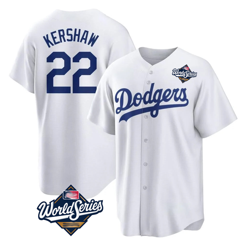 Ldoa LA.Dodgers #22 Clayton Kershaw Player White World Series Game Home Stitched Jerseys