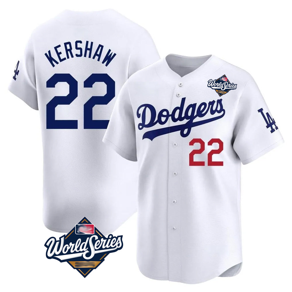 Ldoa LA.Dodgers #22 Clayton Kershaw Player White World Series Limited Home Stitched Jerseys