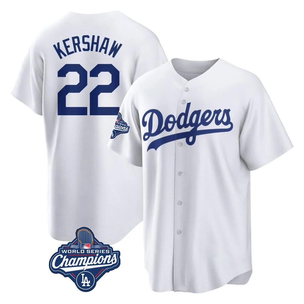 Ldoa LA.Dodgers #22 Clayton Kershaw Player White World Series Meet Game Home Stitched Jerseys