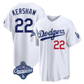 Ldoa LA.Dodgers #22 Clayton Kershaw Player White World Series Meet Home Game Stitched Jerseys