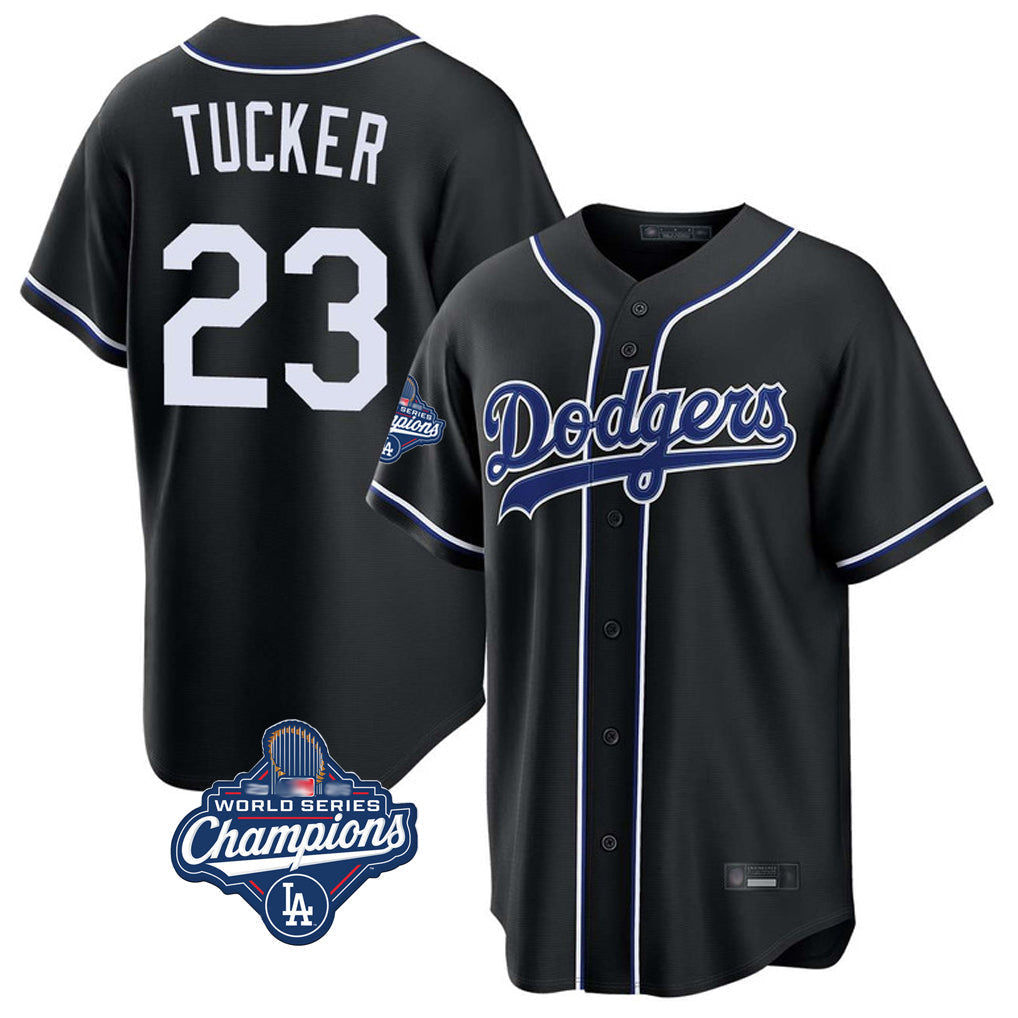 Ldoa LA.Dodgers #23 Kyle Tucker Player Black World Series Meet Carbon Limited Home Stitched Jerseys